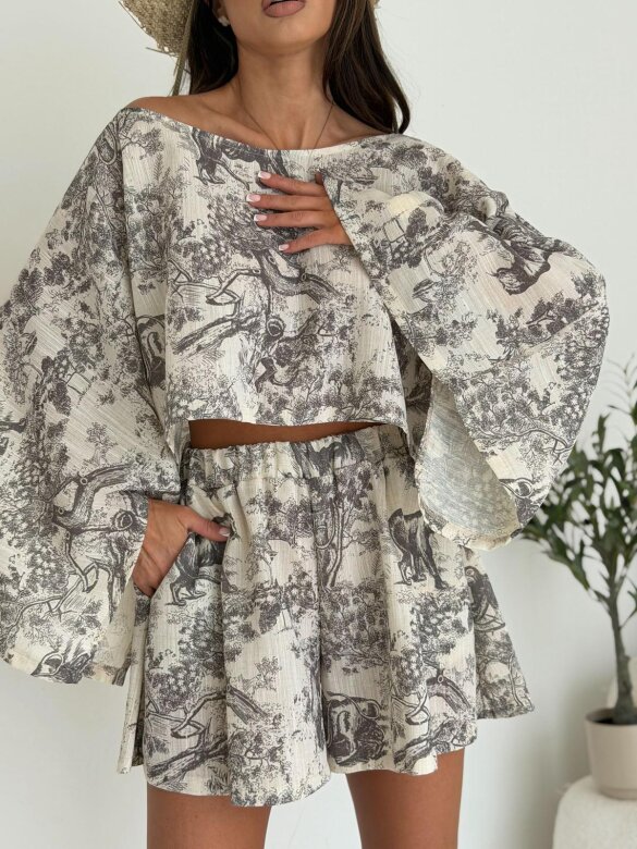 Komplet 2w1 Casual Chic beżowo-brązowy