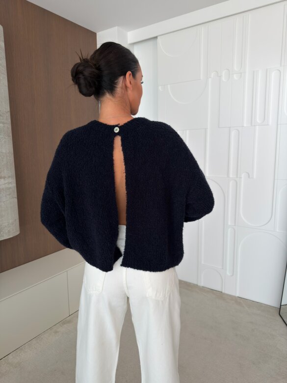 Sweter Numeo z wełną granatowy 