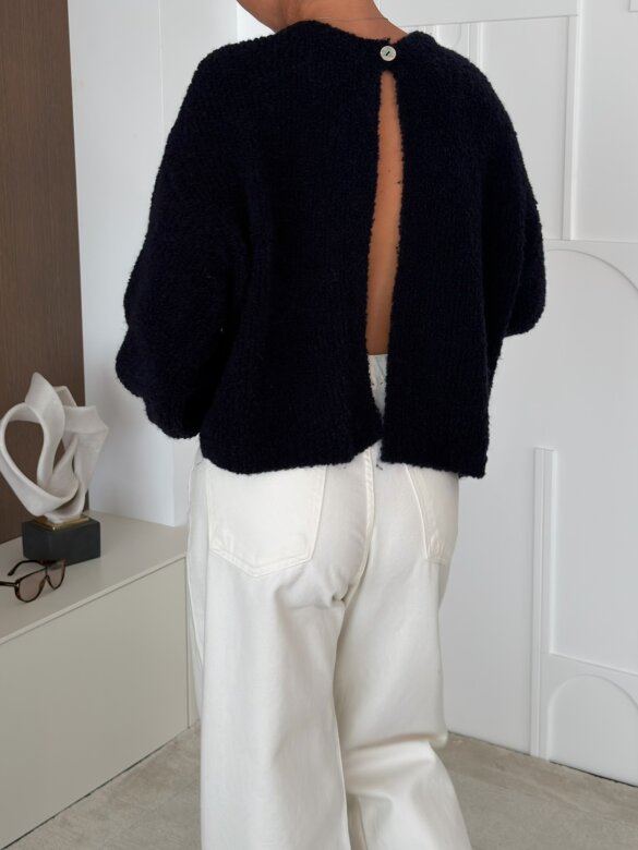 Sweter Numeo z wełną granatowy 