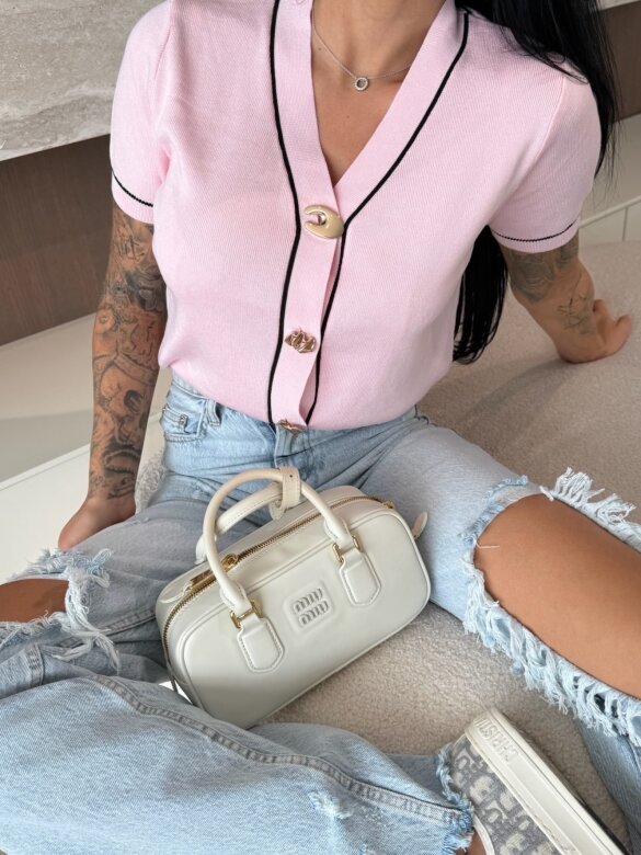 Sweter Bloomia z wiskozy pudrowy