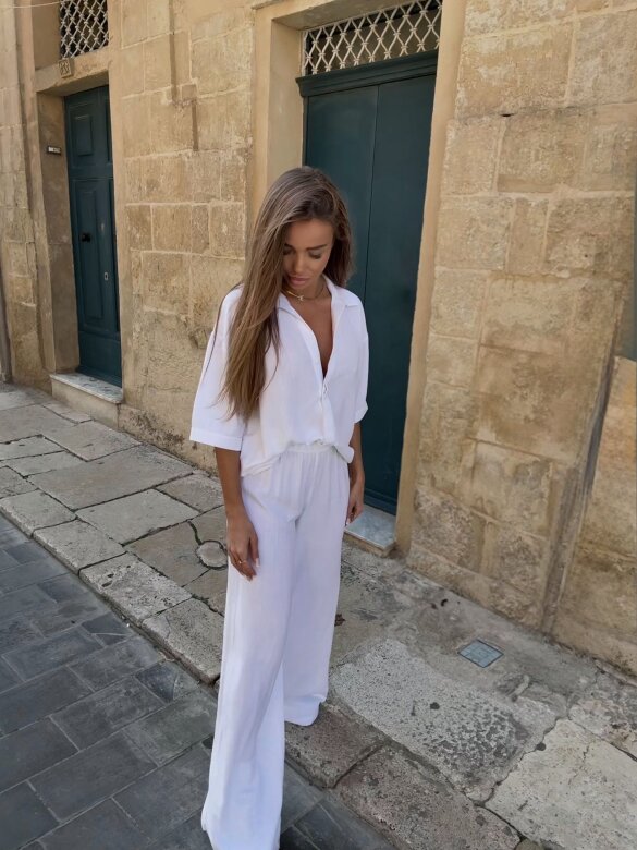 Komplet 2w1 Caldere 100% len biały