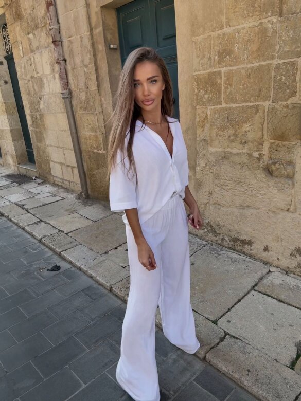 Komplet 2w1 Caldere 100% len biały