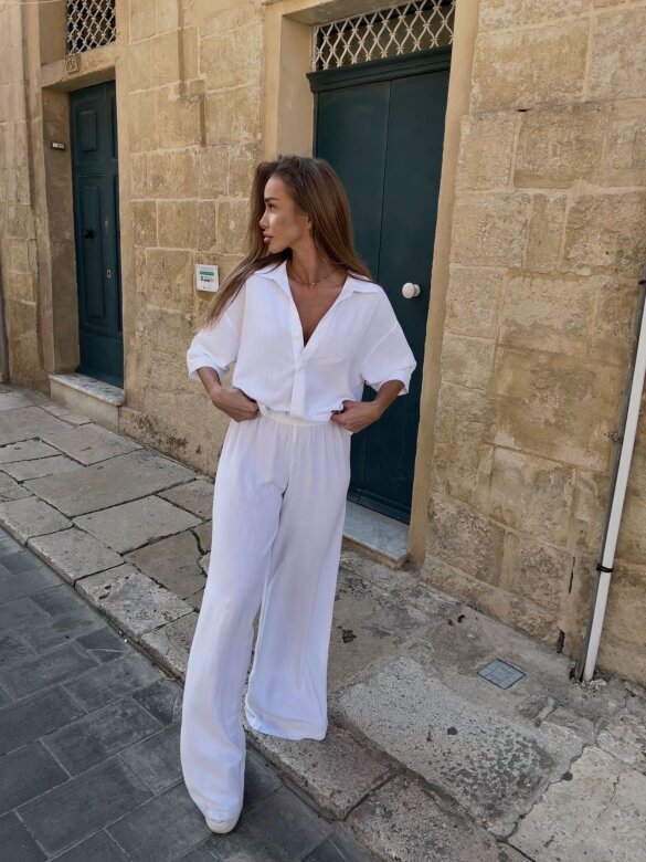 Komplet 2w1 Caldere 100% len biały