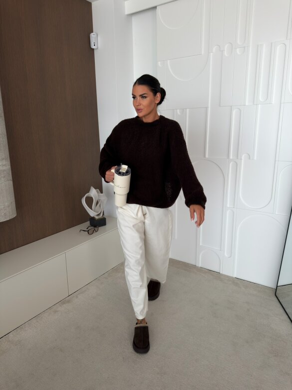 Sweater Numeo with wool chocolate