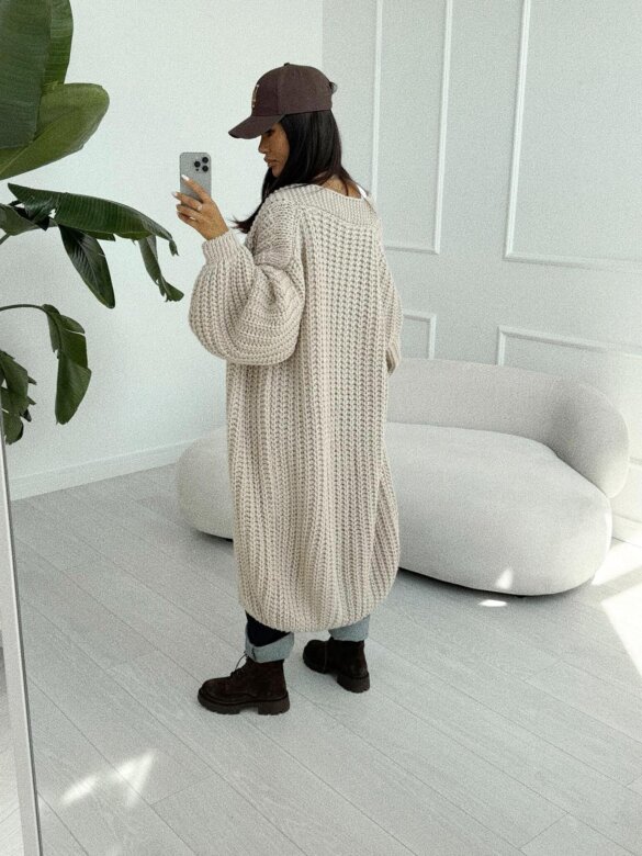 Kardigan Cozy Ember jasnobeżowy 