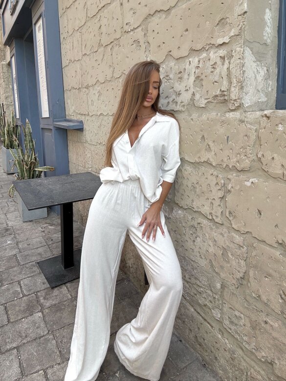 Komplet 2w1 Caldere 100% len jasnobeżowy 