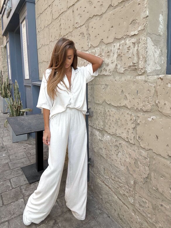 Komplet 2w1 Caldere 100% len jasnobeżowy 