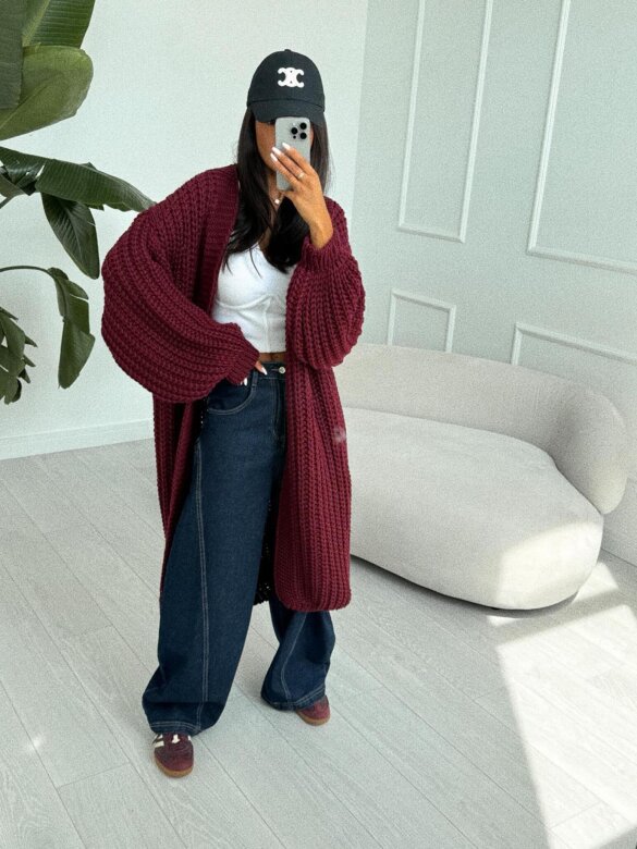 Kardigan Cozy Ember bordowy 