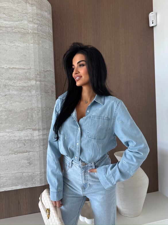 Koszula Estella jeans jasnoniebieska