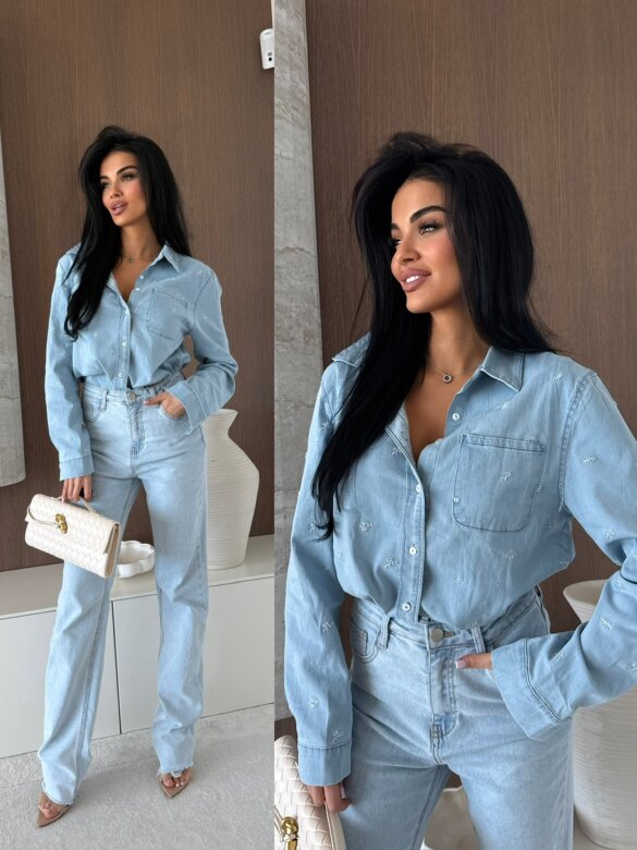 Koszula Estella jeans jasnoniebieska