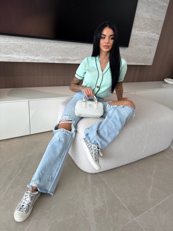 Sweter Bloomia z wiskozy pistacjowy