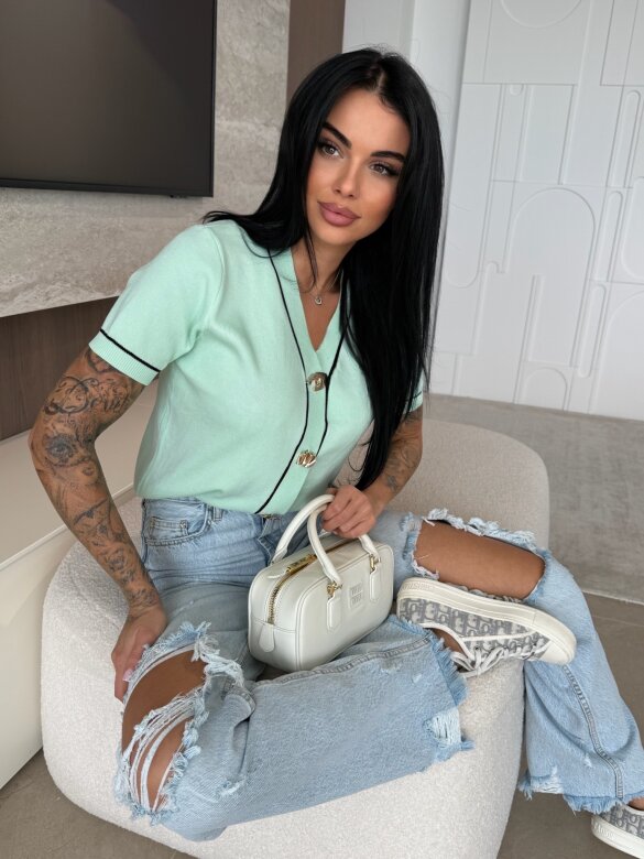 Sweter Bloomia z wiskozy pistacjowy