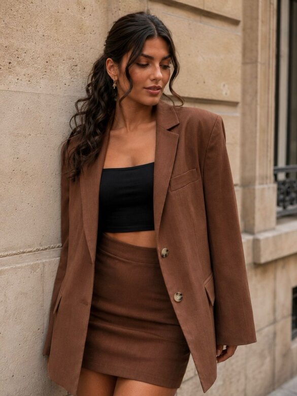 Skirt Arrsi with linen chocolate