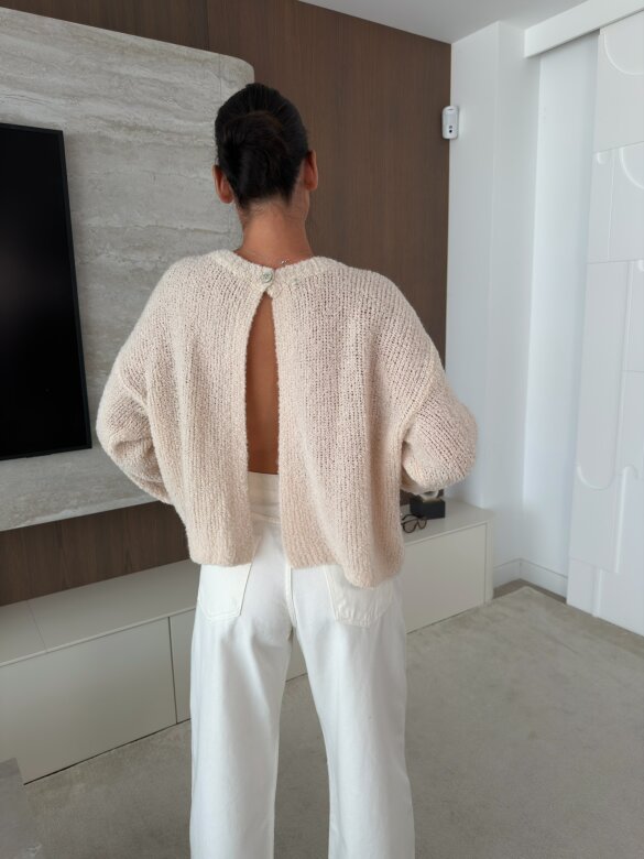 Sweter Numeo z wełną ecru 