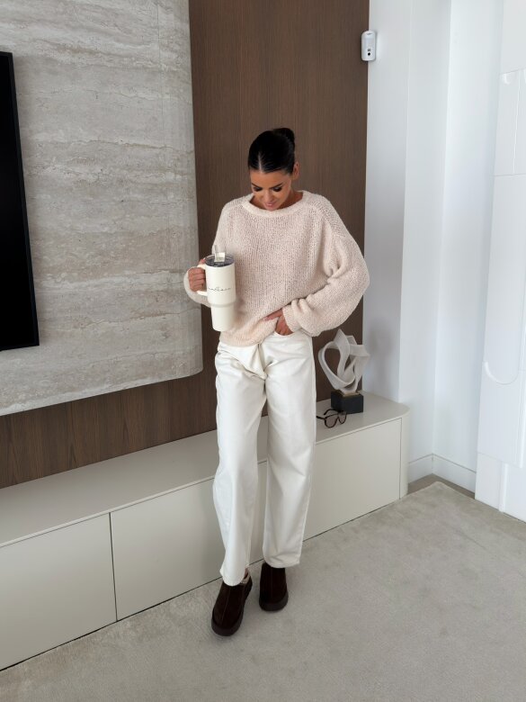 Sweter Numeo z wełną ecru 