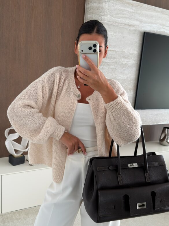 Sweter Numeo z wełną ecru 