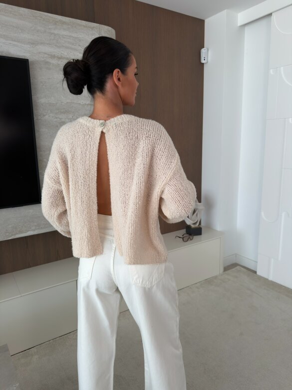 Sweter Numeo z wełną ecru 