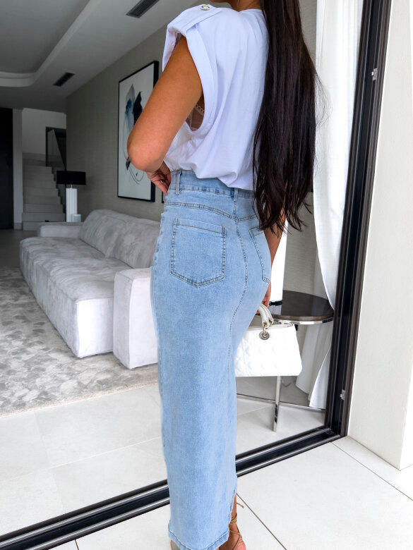 Spódnica Mandy midi jeans jasnoniebieska