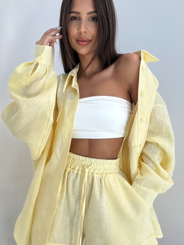 Koszula Nivi lniana butter yellow