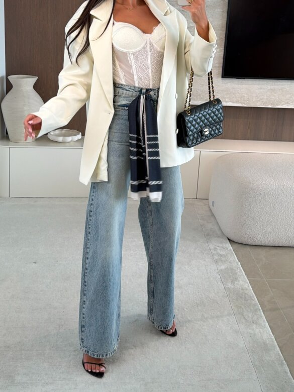 Spodnie Liorra jeans z apaszką jasnoniebieskie