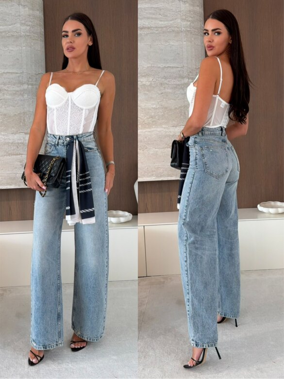 Spodnie Liorra jeans z apaszką jasnoniebieskie