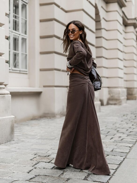 Spódnica Ivana maxi czekoladowa