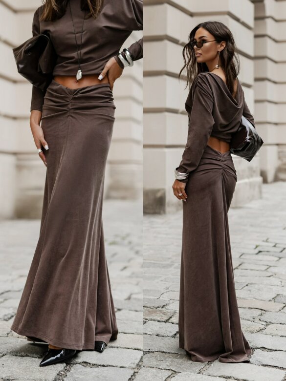 Spódnica Ivana maxi czekoladowa