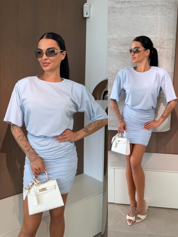 Sukienka Zephira z wiskozą błękitna 