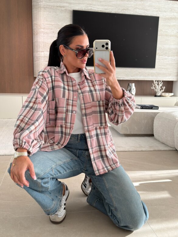 Shirt Lena cotton pink-grey