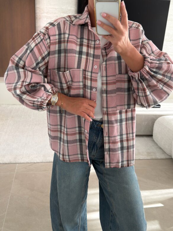 Shirt Lena cotton pink-grey