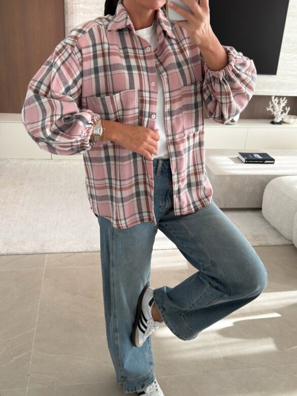 Shirt Lena cotton pink-grey