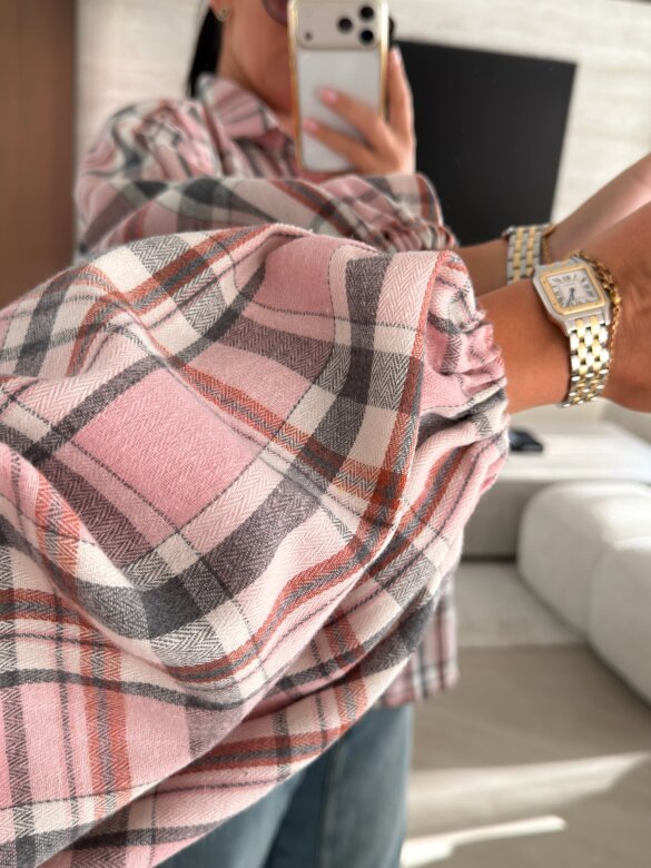 Shirt Lena cotton pink-grey