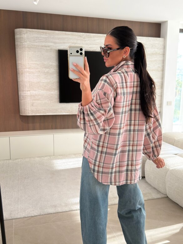 Shirt Lena cotton pink-grey