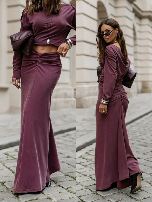 Spódnica Ivana maxi bordowa 