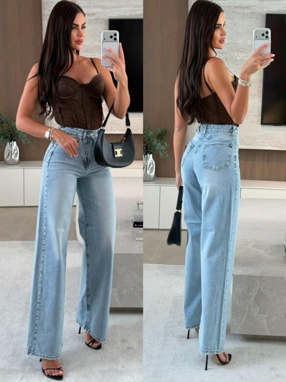 Spodnie Marivelle jeans jasnoniebieskie