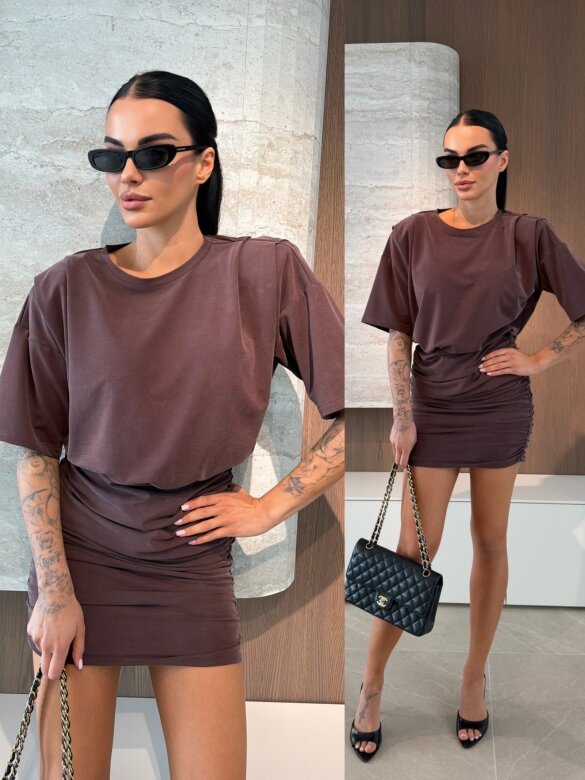 Sukienka Zephira z wiskozą czekoladowa 