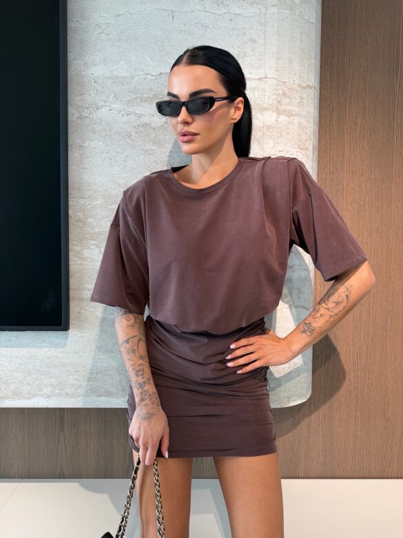 Sukienka Zephira z wiskozą czekoladowa 