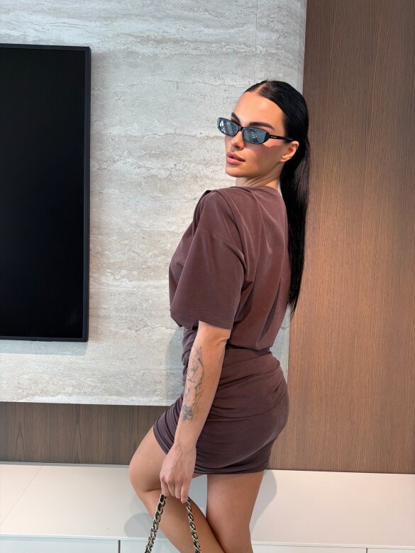 Sukienka Zephira z wiskozą czekoladowa 