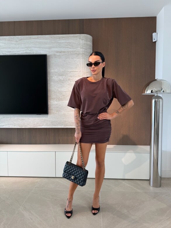 Sukienka Zephira z wiskozą czekoladowa 