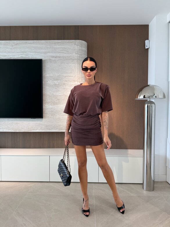 Sukienka Zephira z wiskozą czekoladowa 