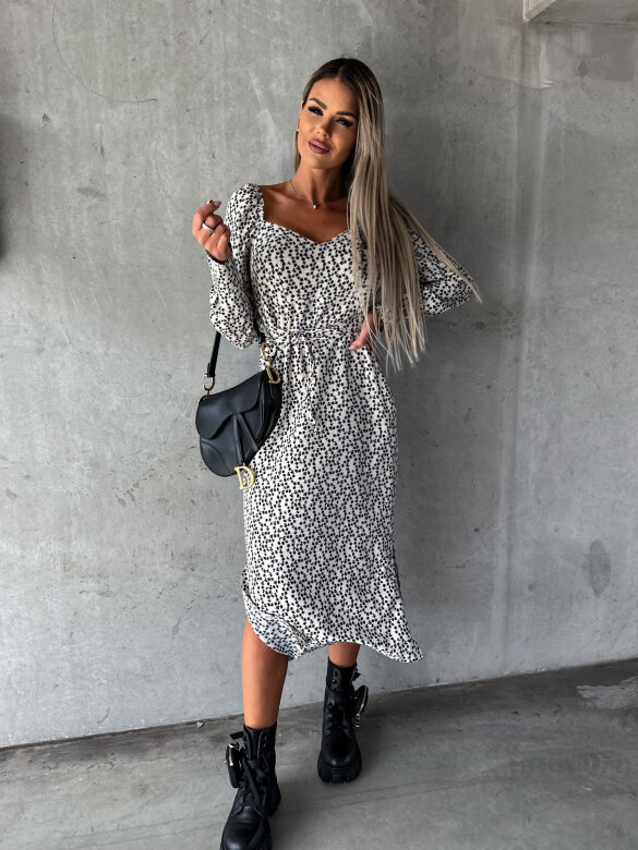 Sukienka Little Dreams maxi ecru-czarna