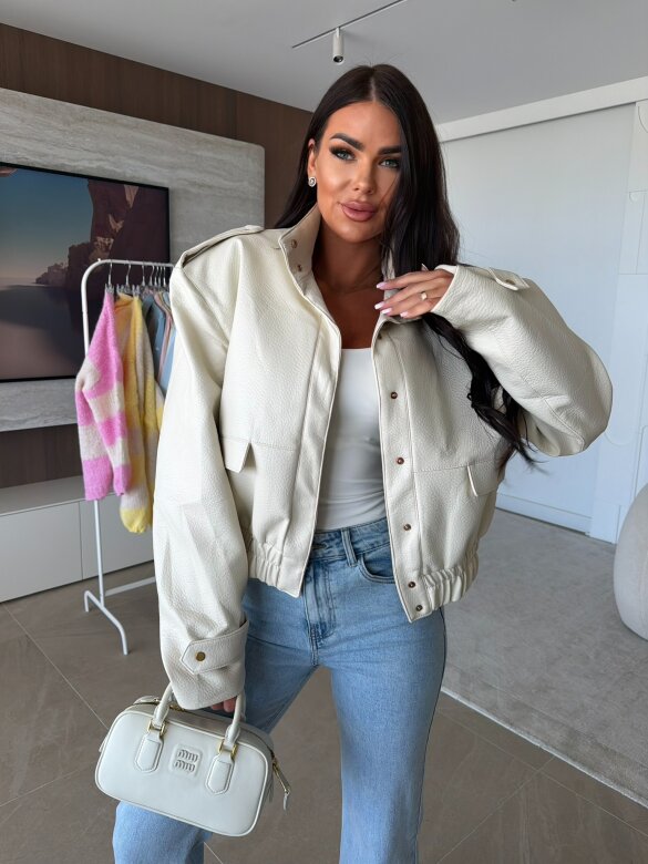 Kurtka Barney eko skóra jasnobeżowa 