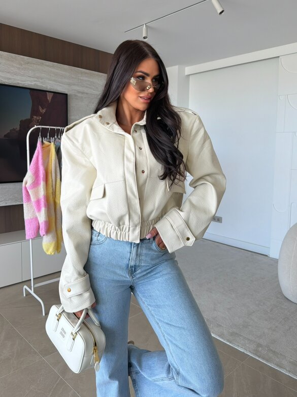 Kurtka Barney eko skóra jasnobeżowa 