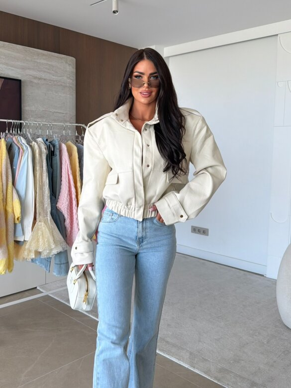 Kurtka Barney eko skóra jasnobeżowa 