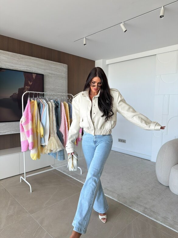 Kurtka Barney eko skóra jasnobeżowa 