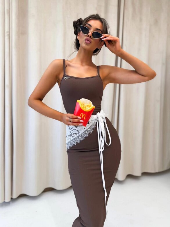 Dress Geneva maxi with viscose chocolate