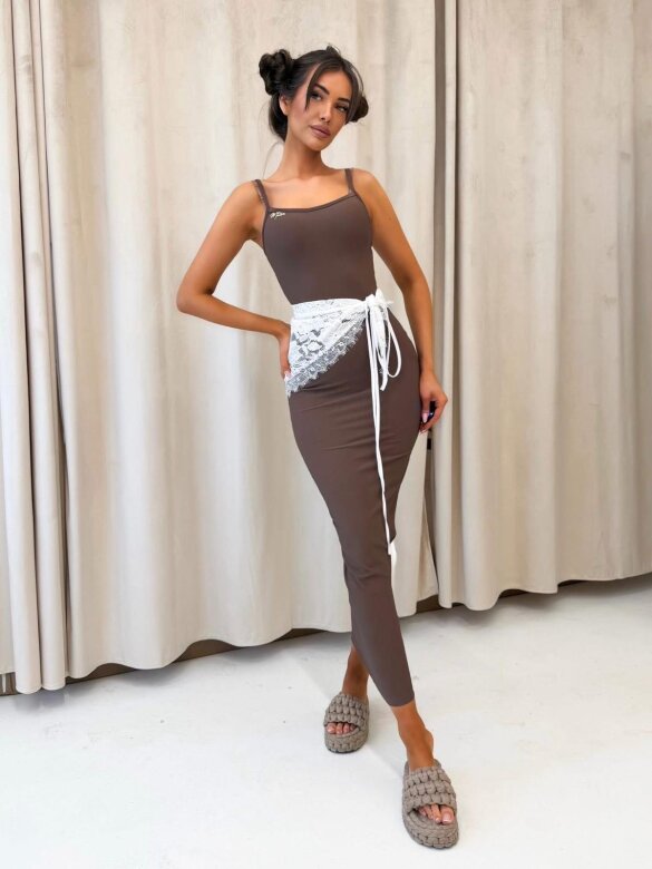 Dress Geneva maxi with viscose chocolate