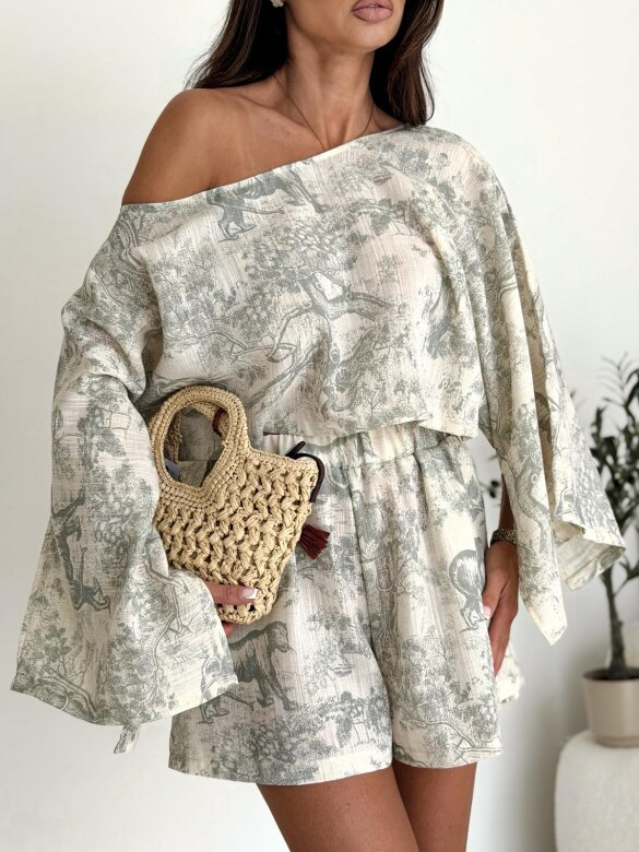 Komplet 2w1 Casual Chic beżowo-zielony