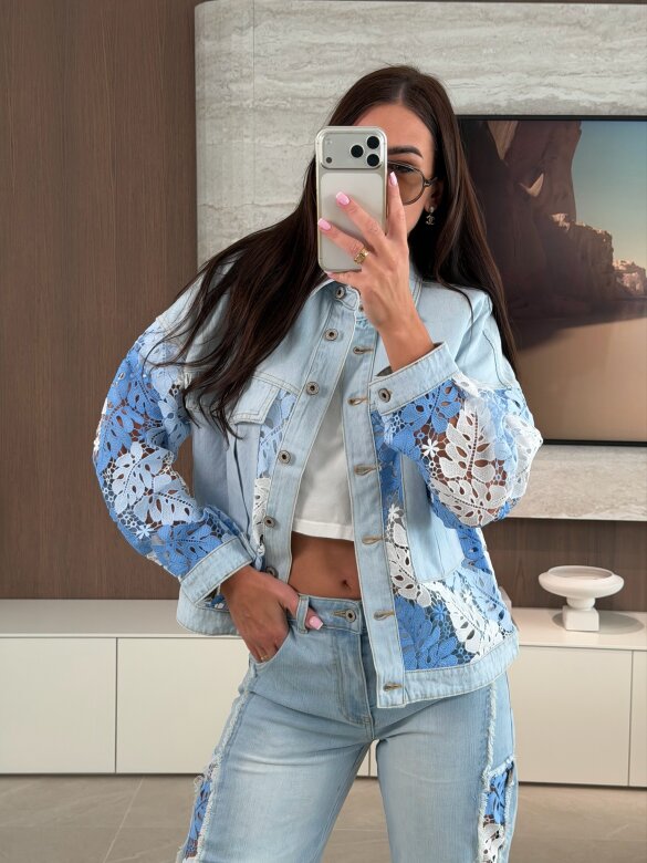 Katana Floriva z koronką jasnoniebieska