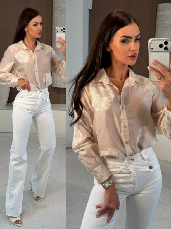 Koszula Serenna satynowa jasnobeżowa